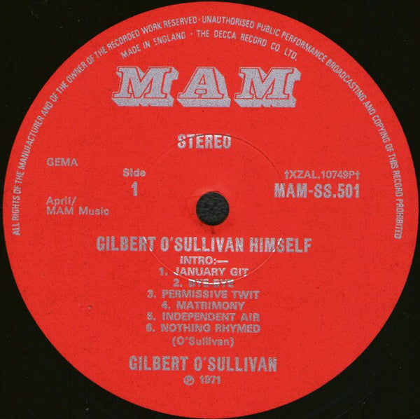 Gilbert O'Sullivan ‎– Himself - Vinyl LP, Album, Stereo, UK 1971 (USED VG)