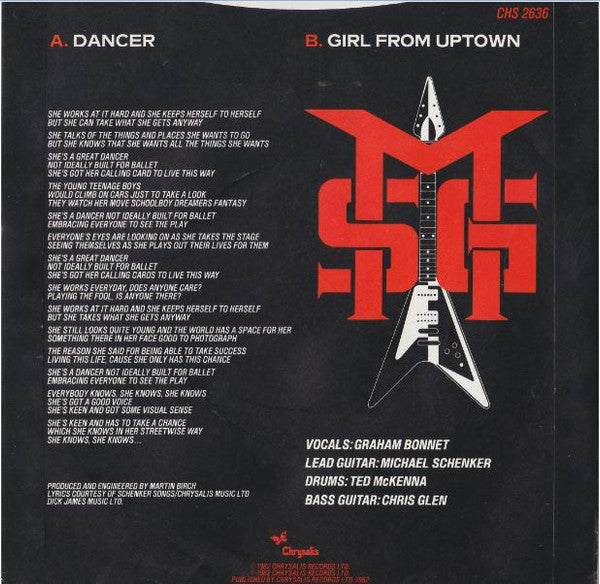 The Michael Schenker Group – Dancer - Vinyl 7", 45 RPM, Single, Clear, UK 1982 (USED VG+)