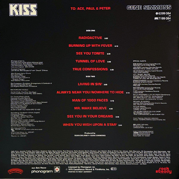 Kiss, Gene Simmons ‎– Gene Simmons - Vinyl LP, Album, Reissue, Germany 1980 (USED VG+)
