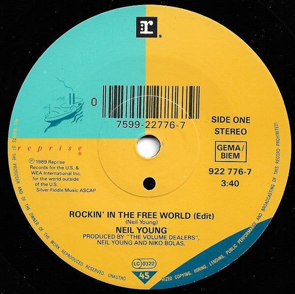 Neil Young ‎– Rockin' In The Free World - Vinyl 7", 45 RPM, Single, Stereo, 1989 (USED VG+)
