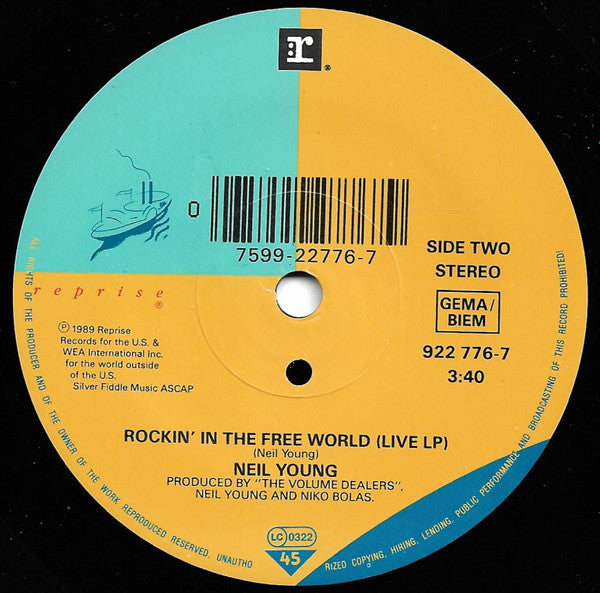 Neil Young ‎– Rockin' In The Free World - Vinyl 7", 45 RPM, Single, Stereo, 1989 (USED VG+)