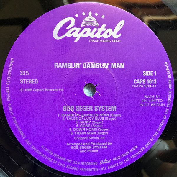 The Bob Seger System ‎– Ramblin' Gamblin' Man - Vinyl LP, Album, Reissue, UK 1977 (USED NM)