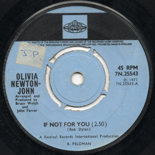 Olivia Newton-John – If Not For You - Vinyl 7", 45 RPM, Single, UK 1971 (USED VG+)