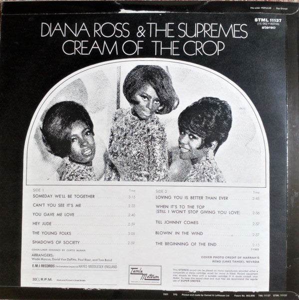 Diana Ross & The Supremes - Cream Of The Crop - Vinyl LP, Album, Stereo, UK, 1970 (USED VG+)