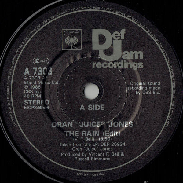 Oran 'Juice' Jones ‎– The Rain - Vinyl 7", 45 RPM, Single, Stereo, UK 1986 (USED VG+)