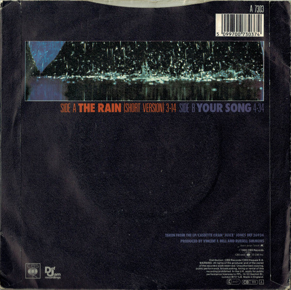 Oran 'Juice' Jones ‎– The Rain - Vinyl 7", 45 RPM, Single, Stereo, UK 1986 (USED VG+)