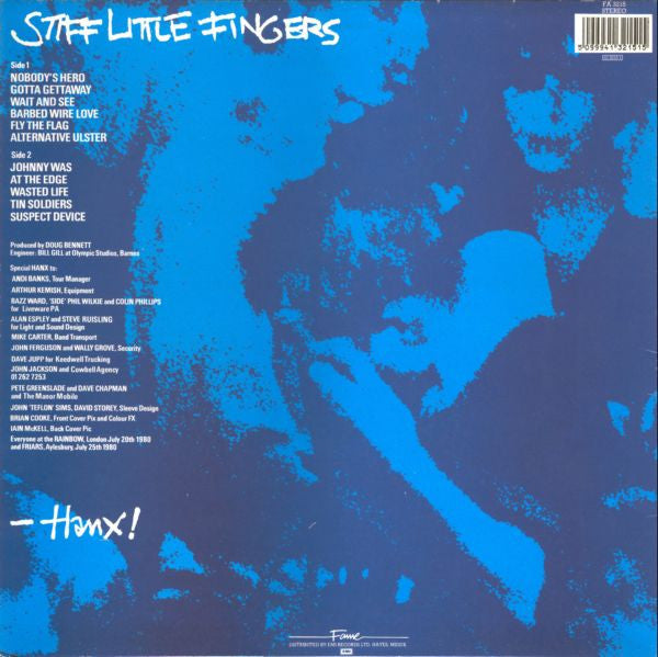 Stiff Little Fingers – Hanx! - Vinyl LP, Album, Reissue, UK 1989 (USED G)