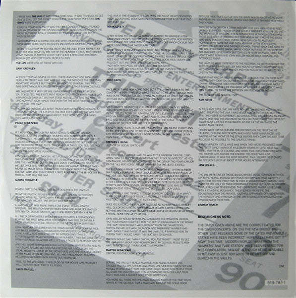 The Jam - Live Jam - 2 x Vinyl LP, Album, 1993 (USED NM)