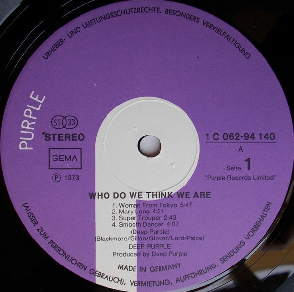 Deep Purple ‎– Who Do We Think We Are - Vinyl LP, Album, Stereo, Gatefold, Germany 1973 (USED VG+)