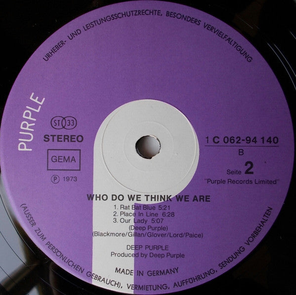 Deep Purple ‎– Who Do We Think We Are - Vinyl LP, Album, Stereo, Gatefold, Germany 1973 (USED VG+)