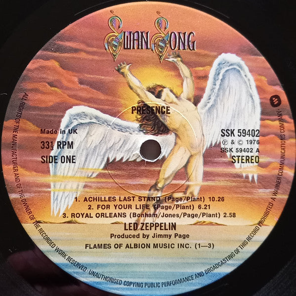 Led Zeppelin – Presence - Vinyl LP, Album, Stereo, Embossed Gatefold, UK 1976 (USED VG)
