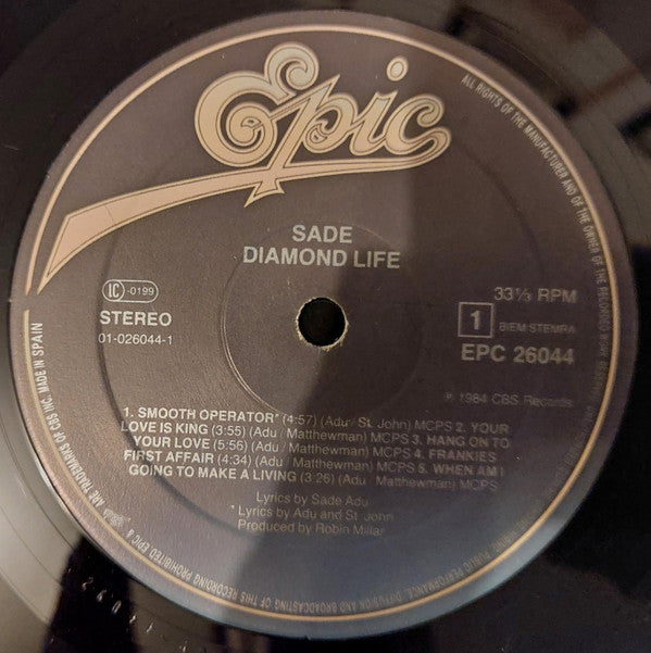 Sade ‎– Diamond Life - Vinyl LP, Album, Stereo, Dark Blue Labels, Gatefold (USED VG+)