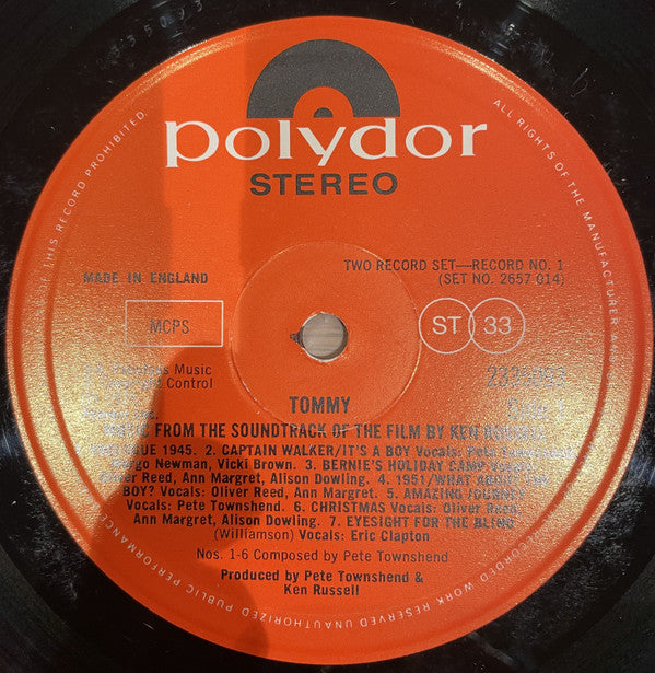 Various ‎- Tommy (Original Soundtrack Recording) - 2 × Vinyl LP, Album, Mispress, Stereo, UK 1975 (USED VG+)