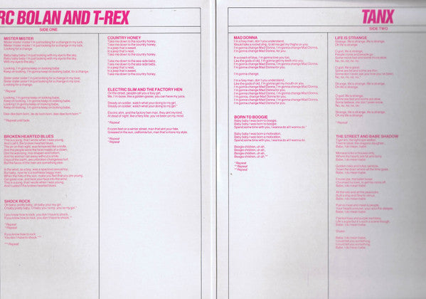 Marc Bolan and T-Rex - Tanx - Vinyl LP, Album, Reissue, Gatefold, UK 1989 (USED NM)