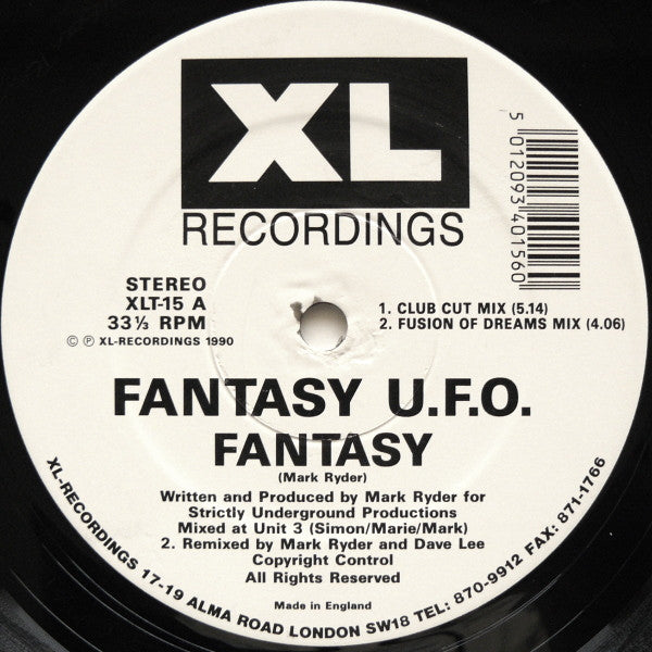 Fantasy U•F•O ‎– Fantasy (Includes Original & Remix Versions) - Vinyl 12", 33 ⅓ RPM, UK 1990 (USED VG+)
