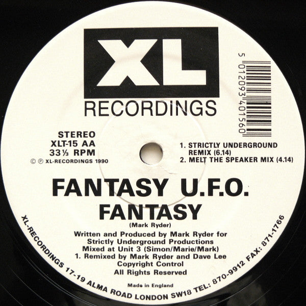 Fantasy U•F•O ‎– Fantasy (Includes Original & Remix Versions) - Vinyl 12", 33 ⅓ RPM, UK 1990 (USED VG+)
