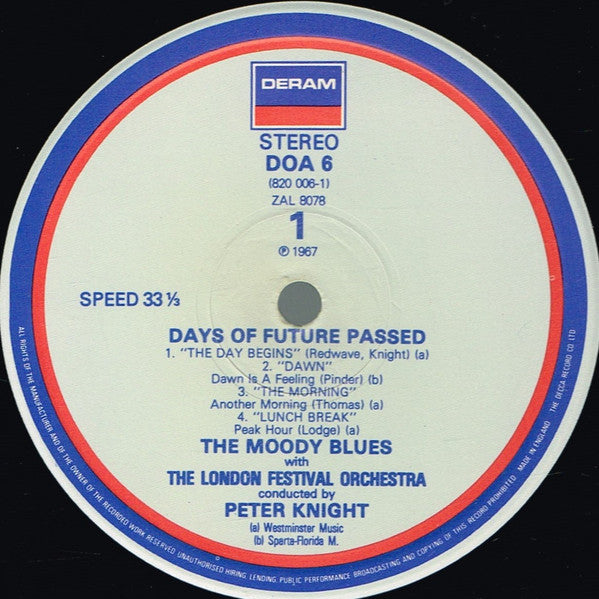 The Moody Blues With London Festival Orchestra Conducted By Peter Knight ‎– Days Of Future Passed - Vinyl LP, Album, Reissue, Stereo, UK (USED NM)
