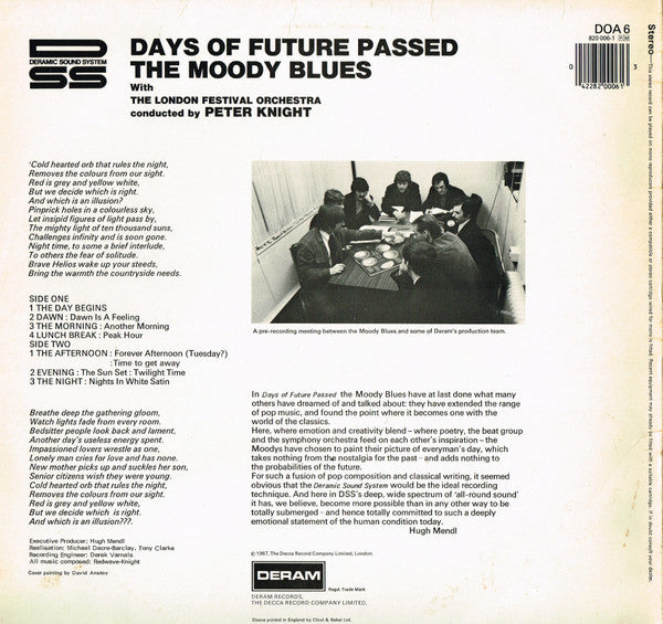 The Moody Blues With London Festival Orchestra Conducted By Peter Knight ‎– Days Of Future Passed - Vinyl LP, Album, Reissue, Stereo, UK (USED NM)