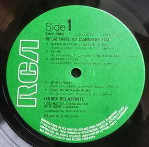 Harry Belafonte ‎– Belafonte At Carnegie Hall - 2 × Vinyl LP, Reissue, UK (USED VG+)