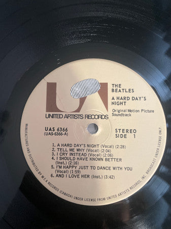 The Beatles ‎– A Hard Day's Night (Original Motion Picture Sound Track) - Vinyl LP, Album, Reissue, Stereo, Canada 1975 (USED  Vinyl, LP, Album, Reissue, Stereo, Canada 1975 (USED VG+)