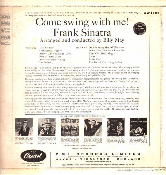 Frank Sinatra ‎- Come Swing With Me! - Vinyl LP, Album, Stereo, UK 1961 (USED VG)