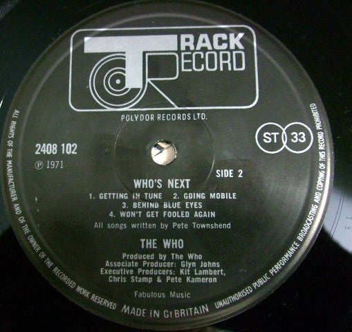 The Who ‎– Who's Next - Vinyl LP, Album, Reissue, Stereo, UK 1974 (USED VG+)