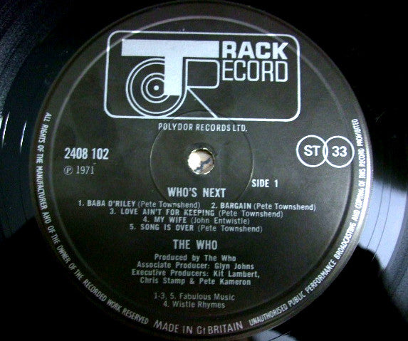 The Who ‎– Who's Next - Vinyl LP, Album, Reissue, Stereo, UK 1974 (USED VG+)
