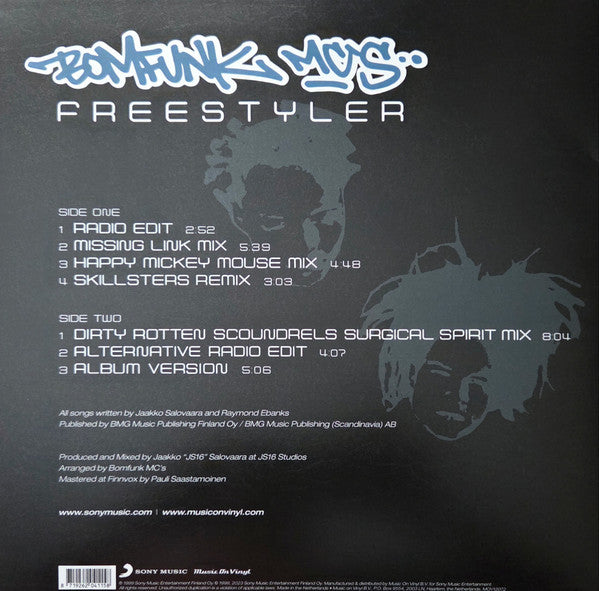 Bomfunk MC's – Freestyler - Vinyl 12", 33 ⅓ RPM, Single, Limited Edition, Numbered, Stereo, Crystal Clear, 140g (NEW SEALED)
