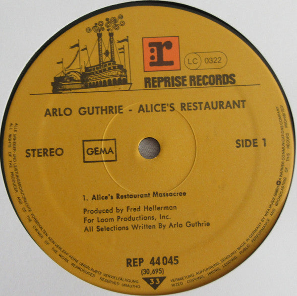 Arlo Guthrie ‎– Alice's Restaurant - Vinyl LP, Album, Stereo (USED NM)