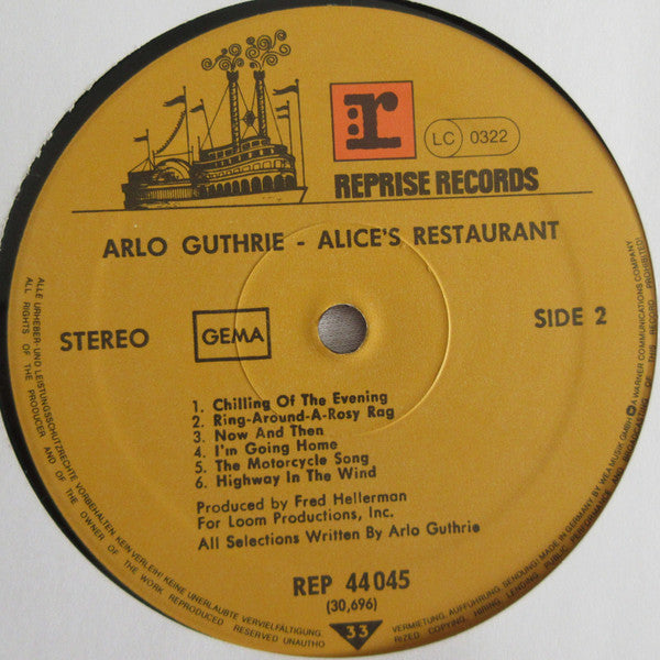 Arlo Guthrie ‎– Alice's Restaurant - Vinyl LP, Album, Stereo (USED NM)