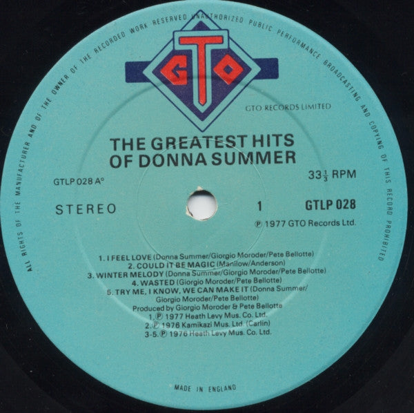 Donna Summer – The Greatest Hits Of Donna Summer - Vinyl LP, Compilation, Stereo, UK 1977 (USED VG)