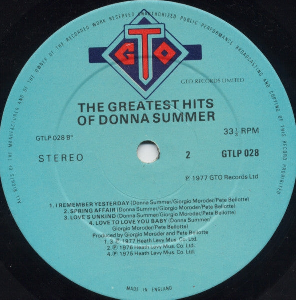 Donna Summer – The Greatest Hits Of Donna Summer - Vinyl LP, Compilation, Stereo, UK 1977 (USED VG)