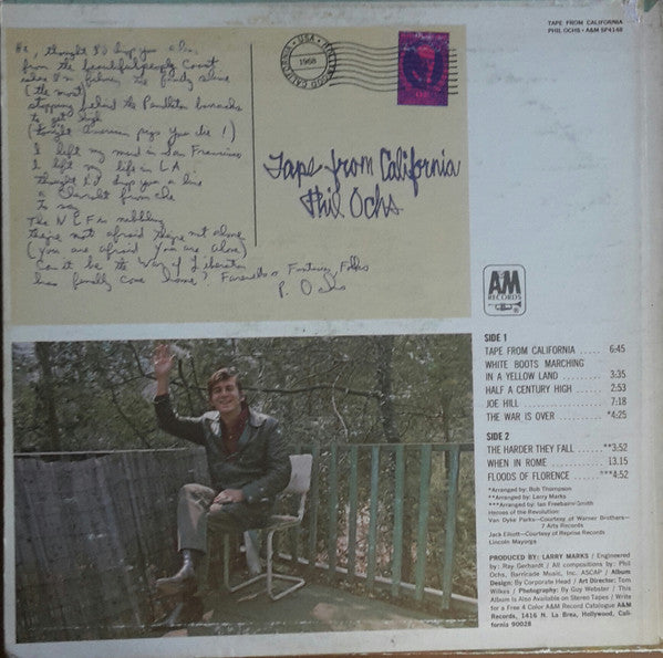 Phil Ochs - Tape From California - Vinyl LP, Album, Reissue, Stereo (USED VG)