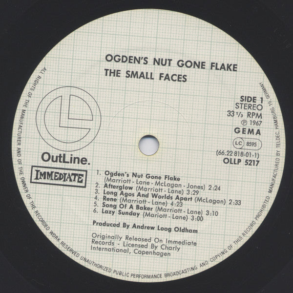 Small Faces – Ogdens' Nut Gone Flake - Vinyl LP, Album, Reissue, Germany 1983 (USED VG+)
