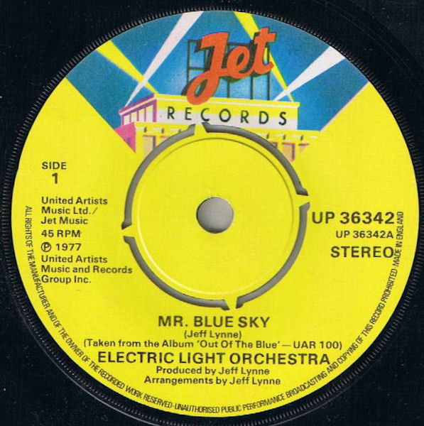 Electric Light Orchestra – Mr. Blue Sky - Vinyl 7", 45 RPM, Single, 4 Prong, UK 1978 (USED VG)