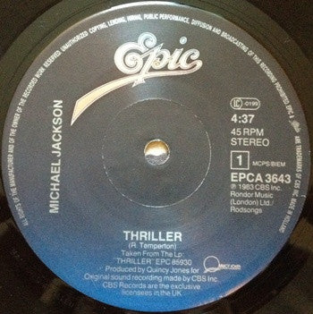 Michael Jackson ‎– Thriller -  Vinyl 7", 45 RPM, Single, UK 1983 (USED VG+)