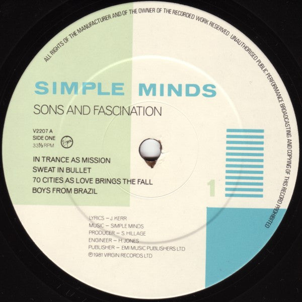 Simple Minds - Sons And Fascination - Vinyl LP, Album, Stereo, UK 1981 (USED NM)