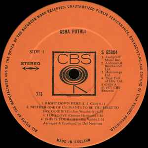 Asha Puthli ‎- Asha Puthli - Vinyl LP, Album, UK 1973 (USED NM)