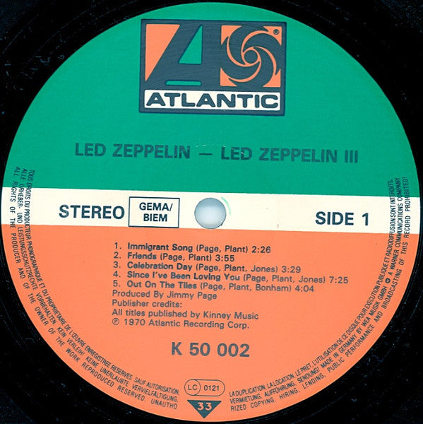 Led Zeppelin ‎– Led Zeppelin III - Vinyl LP, Album, Reissue, Gatefold, Europe (USED VG)