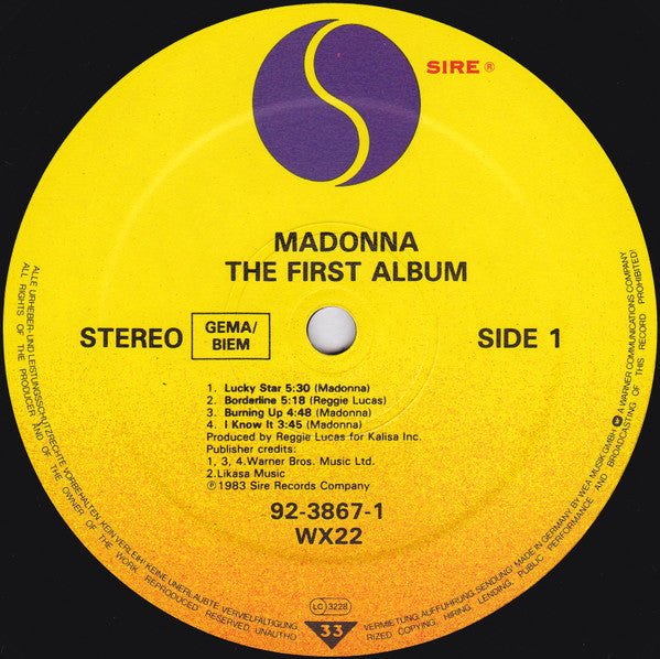 Madonna - The First Album - Vinyl LP, Album , Reissue, Stereo, 1985 (USED VG+)