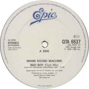 Miami Sound Machine ‎– Bad Boy (2 Club Mixes) - Vinyl 12", Misprint, UK 1985 (USED VG)