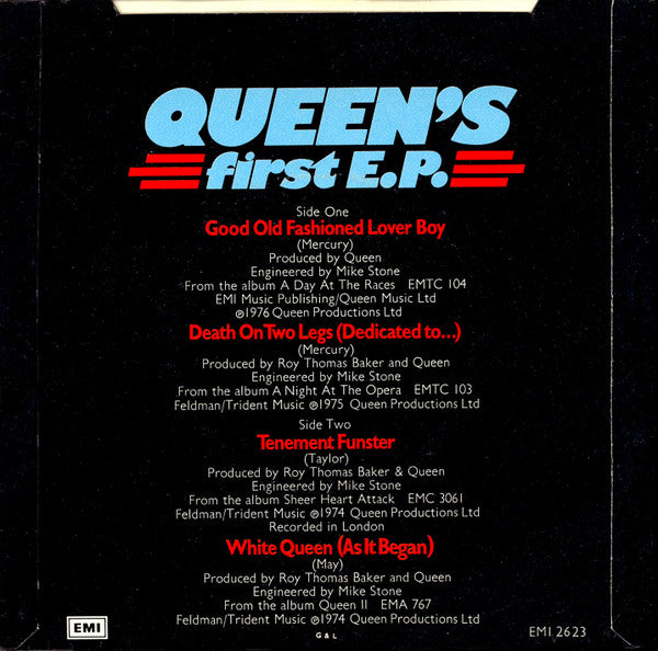 Queen ‎– Queen's First E.P. - Vinyl 7", 45 RPM, EP, Push-out Centre, UK 1977 (USED VG+)