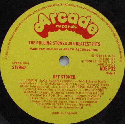 The Rolling Stones ‎– Get Stoned -  2 × Vinyl LP, Album, Compilation, Stereo, Mono, UK 1977 (USED VG)