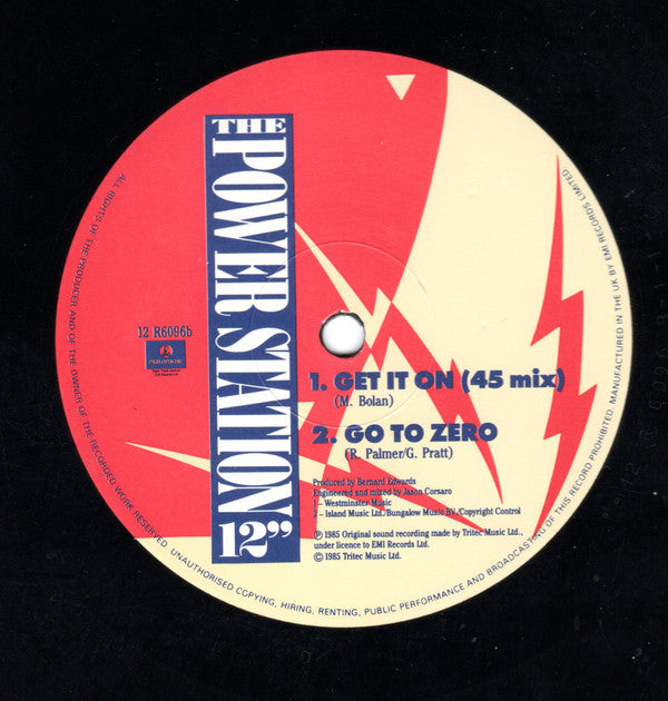 The Power Station ‎– Get It On - Vinyl 12", 45 RPM, Limited Edition, Poly Bag Edition, UK 1985 (USED VG+)