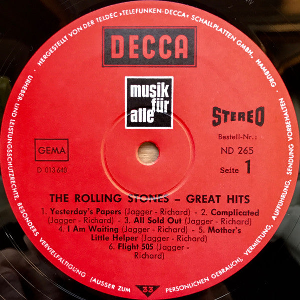 The Rolling Stones - Great Hits - Vinyl Lp, Compilation, Stereo, 1969 (USED VG+)