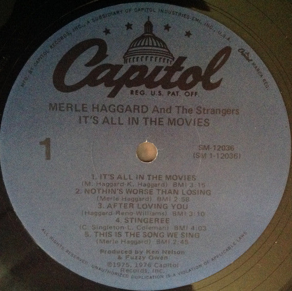 Merle Haggard ‎- It's All In The Movies - Vinyl LP, Album, Reissue, US 1979 (USED VG+)