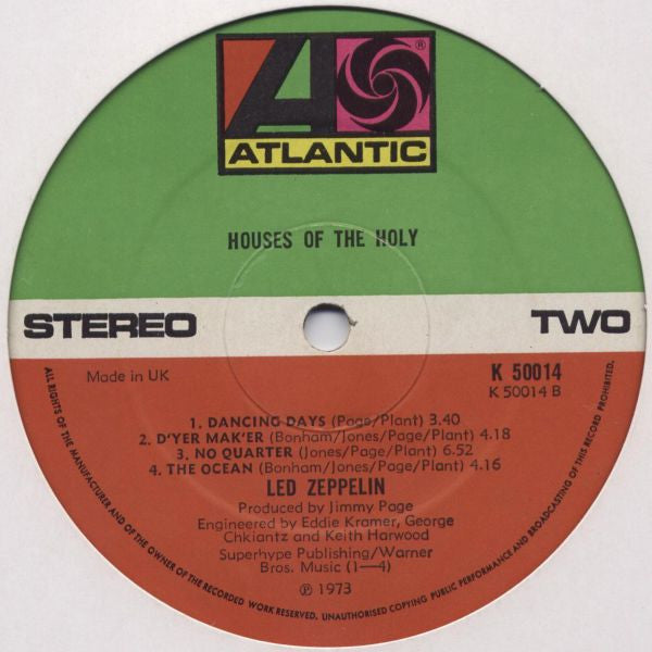Led Zeppelin – Houses Of The Holy - Vinyl LP, Album, Stereo, Gatefold, UK 1973 (USED VG)