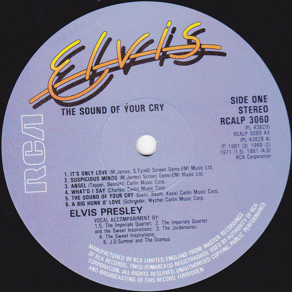 Elvis ‎– The Sound Of Your Cry - Vinyl LP, Compilation, Stereo, UK 1981 (USED VG)