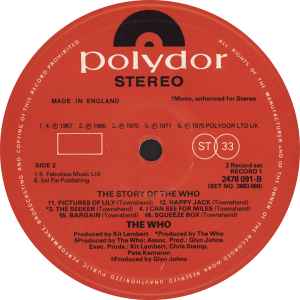 The Who ‎– The Story Of The Who - 2 × Vinyl LP, Compilation, Stereo, Mono, UK 1976 (USED VG+)