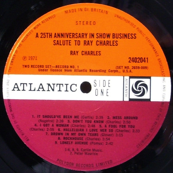 Ray Charles – A 25th Anniversary In Show Business Salute To Ray Charles - 2 x Vinyl LP, Compilation, Stereo, Gatefold, UK 1971 (USED NM)